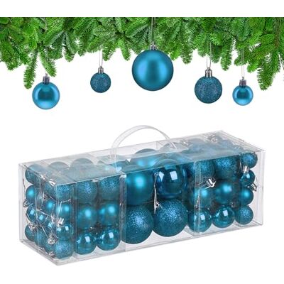 Relaxdays Boule de Noël, lot Pratique de 76, en Plastique, pour décorer Votre Sapin comme il se Doit, Bleu Cyan Relaxdays Boule de Noël, lot Pratique de 76, en Plastique, pour décorer Votre Sapin comme il se Doit, Bleu Cyan