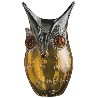 ART Vase design en verre Motif chouette Objet de décoration fait à la main en verre Cadeau de qualité supérieure Couleur : marron ambré Hauteur : 23 cm ART Vase design en verre Motif chouette Objet de décoration fait à la main en verre Cadeau de qualité supérieure Couleur : marron ambré Hauteur : 23 cm