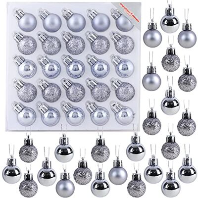 Christmas Concepts Paquet de 25 Brillant, Matt & Glitter Mini Christmas Tree Baubles (Gris Graphite) Christmas Concepts Paquet de 25 Brillant, Matt & Glitter Mini Christmas Tree Baubles (Gris Graphite)