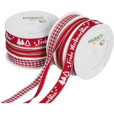 Halbach Seidenbänder Lot de 6 rouleaux de ruban cadeau de Noël de qualité supérieure Ruban décoratif pour emballage cadeau Halbach Seidenbänder Lot de 6 rouleaux de ruban cadeau de Noël de qualité supérieure Ruban décoratif pour emballage cadeau