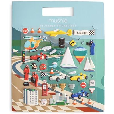 mushie Herbruikbaar Stickerboek Set (Racewagens) Verwijderbare Dikke Stickers Knutselactiviteit voor Kinderen mushie Herbruikbaar Stickerboek Set (Racewagens) Verwijderbare Dikke Stickers Knutselactiviteit voor Kinderen