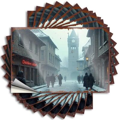 MZBS Décorations de porche d'extérieur Scène de rue vintage avec tour d'horloge par temps brumeux Vinyle imperméable encourageant pour l'été (6 x 9 cm) MZBS Décorations de porche d'extérieur Scène de rue vintage avec tour d'horloge par temps brumeux Vinyle imperméable encourageant pour l'été (6 x 9 cm)