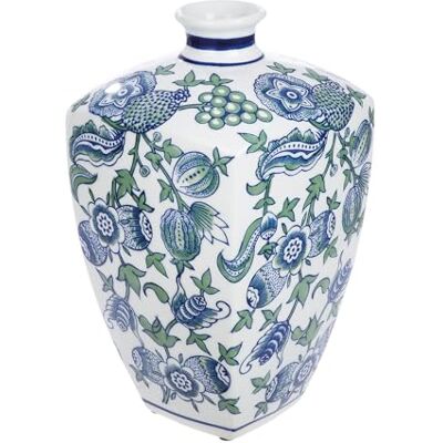 Vase Fayencen GILDE - Céramique peinte à la main, 31cm, bleu & blanc Vase Fayencen GILDE - Céramique peinte à la main, 31cm, bleu & blanc