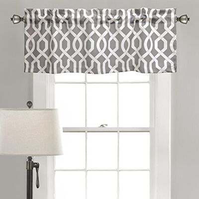 Lush Decor Lush Décor Edward Trellis Cantonnière occultante en polyester, 45,7 x 132,1 cm + tête de 5,1 cm, gris, 132,1 x 45,7 cm (l x L) Lush Decor Lush Décor Edward Trellis Cantonnière occultante en polyester, 45,7 x 132,1 cm + tête de 5,1 cm, gris, 132,1 x 45,7 cm (l x L)