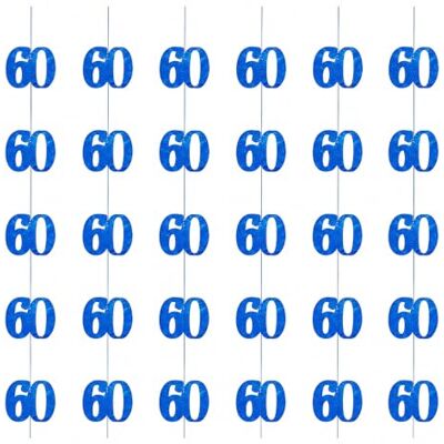 SHATCHI Lot de 6 guirlandes à suspendre pour 13e à 90e anniversaire de mariage En aluminium métallisé brillant Pour fête Bleu SHATCHI Lot de 6 guirlandes à suspendre pour 13e à 90e anniversaire de mariage En aluminium métallisé brillant Pour fête Bleu