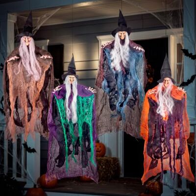 JOYIN Lot de 4 sorcières méchantes à suspendre pour Halloween 50 cm Multicolore JOYIN Lot de 4 sorcières méchantes à suspendre pour Halloween 50 cm Multicolore