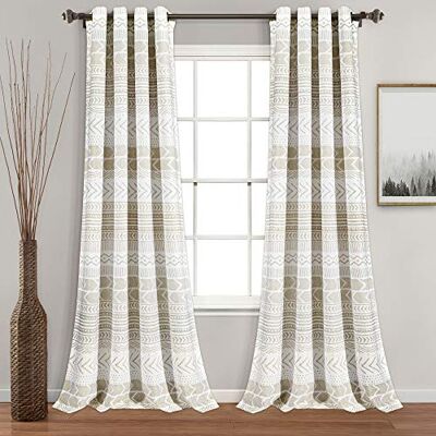 Lush Decor Hygge Geo Paire de rideaux occultants pour fenêtre Taupe et blanc 213,4 cm de long x 132,1 cm de large Lush Decor Hygge Geo Paire de rideaux occultants pour fenêtre Taupe et blanc 213,4 cm de long x 132,1 cm de large
