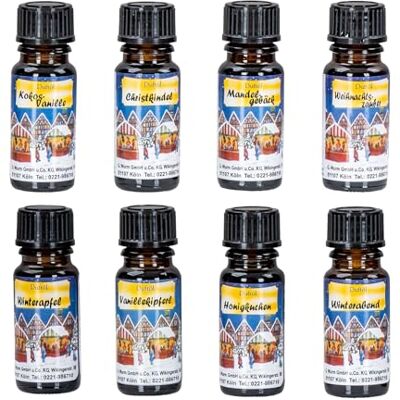 levandeo Lot de 8 huiles parfumées de Noël 10 ml chacune Pour lampes à parfum, désodorisant, diffuseur de climat ambiant, huile aromatique, hiver et Noël levandeo Lot de 8 huiles parfumées de Noël 10 ml chacune Pour lampes à parfum, désodorisant, diffuseur de climat ambiant, huile aromatique, hiver et Noël