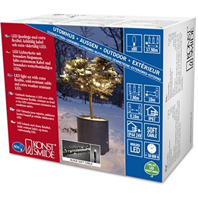 Konstsmide 6611-117 Guirlande d'Eclairage Extérieur 80 Micro LEDs Soudées Étanches 24 V Blanc Chaud Câble Noir Doux Konstsmide 6611-117 Guirlande d'Eclairage Extérieur 80 Micro LEDs Soudées Étanches 24 V Blanc Chaud Câble Noir Doux