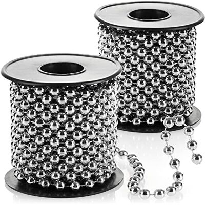 com-four ® 2x guirlande de perles pour le sapin de Noël, ruban de perles décoration de Noël décoration de mariage argent 15 m com-four ® 2x guirlande de perles pour le sapin de Noël, ruban de perles décoration de Noël décoration de mariage argent 15 m