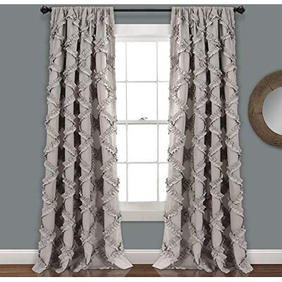Lush Decor , Lot de 2 rideaux texturés à volants en losanges pour salon, salle à manger, chambre à coucher, 213,4 x 137,2 cm, 213,4 x 137,2 cm Lush Decor , Lot de 2 rideaux texturés à volants en losanges pour salon, salle à manger, chambre à coucher, 213,4 x 137,2 cm, 213,4 x 137,2 cm