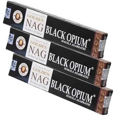 NKlaus Golden Nag Black Opium Lot de 3 bâtonnets d'encens sensuel mystérieux pour soirées relaxantes et méditation 45 g NKlaus Golden Nag Black Opium Lot de 3 bâtonnets d'encens sensuel mystérieux pour soirées relaxantes et méditation 45 g