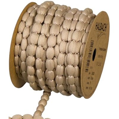 Halbach Seidenbänder Bordure à pompons Largeur 8 mm Longueur 15 m Ruban avec pompons comme guirlande de pompons Décoration de mariage, décoration de fête de jardin Couleur : beige Halbach Seidenbänder Bordure à pompons Largeur 8 mm Longueur 15 m Ruban avec pompons comme guirlande de pompons Décoration de mariage, décoration de fête de jardin Couleur : beige