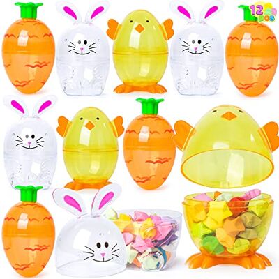 JOYIN Lot de 12 œufs de Pâques de 10 cm à remplir, en plastique en forme de coquillage et de lapin, pour chasse aux œufs de Pâques, remplissables, accessoires de salle de classe, cadeau de fête JOYIN Lot de 12 œufs de Pâques de 10 cm à remplir, en plastique en forme de coquillage et de lapin, pour chasse aux œufs de Pâques, remplissables, accessoires de salle de classe, cadeau de fête