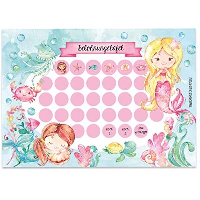 Papierdrachen Lot de 10 feuilles de tableau de récompense pour enfants Concept motivant comme aide à l'éducation Avec de superbes autocollants pour garçons et filles Motif sirène Papierdrachen Lot de 10 feuilles de tableau de récompense pour enfants Concept motivant comme aide à l'éducation Avec de superbes autocollants pour garçons et filles Motif sirène
