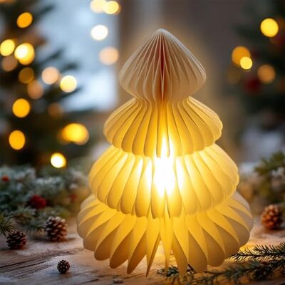 Spetebo Sapin de Noël en papier à LED blanc chaud éclairé avec minuterie – 28 cm – Figurine de sapin pliable avec éclairage à piles – Décoration de Noël pour table – Lumière d'ambiance Spetebo Sapin de Noël en papier à LED blanc chaud éclairé avec minuterie – 28 cm – Figurine de sapin pliable avec éclairage à piles – Décoration de Noël pour table – Lumière d'ambiance