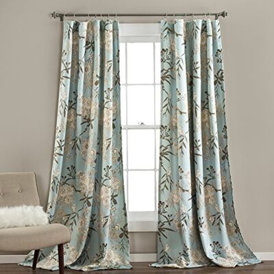 Lush Decor Rideaux occultants botaniques à imprimé Floral et Oiseaux pour Salon, Salle à Manger, Chambre à Coucher (Paire), Bleu, 132,1 cm de Large x 213,4 cm de Long Lush Decor Rideaux occultants botaniques à imprimé Floral et Oiseaux pour Salon, Salle à Manger, Chambre à Coucher (Paire), Bleu, 132,1 cm de Large x 213,4 cm de Long