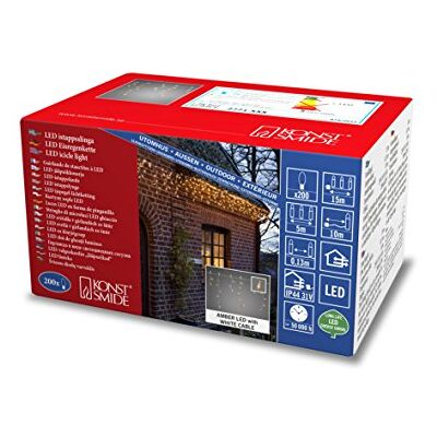 Konstsmide Rideau Lumineux Pluie Glace Intérieur/Extérieur 230 V/50 Hz Classe d'efficacité énergétique : F (A G) 200 LED Ambre Konstsmide Rideau Lumineux Pluie Glace Intérieur/Extérieur 230 V/50 Hz Classe d'efficacité énergétique : F (A G) 200 LED Ambre