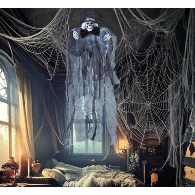 FIESTAS GUIRCA Pendentif squelette avec chaînes et lumière (90 cm) Décoration d'Halloween pour fêtes et célébrations Idéal pour les environnements terrifiants et les scènes effrayantes Noir FIESTAS GUIRCA Pendentif squelette avec chaînes et lumière (90 cm) Décoration d'Halloween pour fêtes et célébrations Idéal pour les environnements terrifiants et les scènes effrayantes Noir