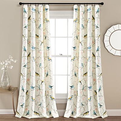 Lush Decor Paire de rideaux de fenêtre avec motif botanique oiseau et fleur 213,4 cm (L) x 132,1 cm (l) Multicolore Lush Decor Paire de rideaux de fenêtre avec motif botanique oiseau et fleur 213,4 cm (L) x 132,1 cm (l) Multicolore