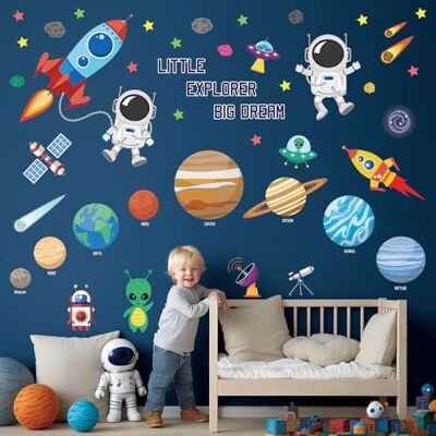 DECOWALL DSL-8058 Autocollants muraux pour espace extra-atmosphérique Autocollant amovible pour chambre d'enfant Chambre à coucher Salon Glow Stars Dark Planet Boy Système solaire Galaxy Moon Sun Deco DECOWALL DSL-8058 Autocollants muraux pour espace extra-atmosphérique Autocollant amovible pour chambre d'enfant Chambre à coucher Salon Glow Stars Dark Planet Boy Système solaire Galaxy Moon Sun Deco