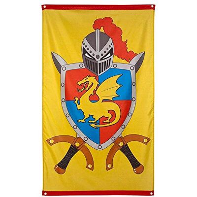 Boland 44008 Drapeau chevalier et dragon, taille 150 x 90 cm, décoration à suspendre avec dragon et armoiries, bannière, décoration pour fête à thème, anniversaire ou carnaval Boland 44008 Drapeau chevalier et dragon, taille 150 x 90 cm, décoration à suspendre avec dragon et armoiries, bannière, décoration pour fête à thème, anniversaire ou carnaval