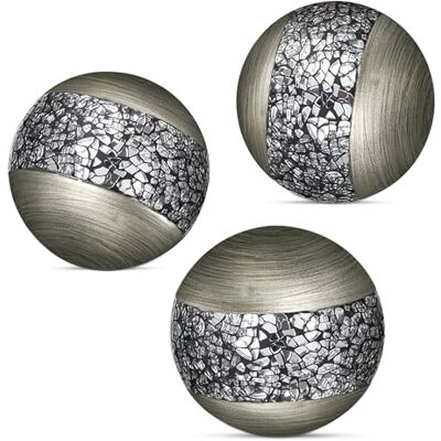 Creative Schonwerk Lot de 3 boules décoratives argentées pour bols et vases en résine pour salon, salle à manger, centre de table basse – Excellente idée cadeau (mosaïque craquelée) Creative Schonwerk Lot de 3 boules décoratives argentées pour bols et vases en résine pour salon, salle à manger, centre de table basse – Excellente idée cadeau (mosaïque craquelée)