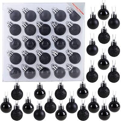Christmas Concepts Paquet de 25 Brillant, Matt & Glitter Mini Christmas Tree Baubles (Black) Christmas Concepts Paquet de 25 Brillant, Matt & Glitter Mini Christmas Tree Baubles (Black)