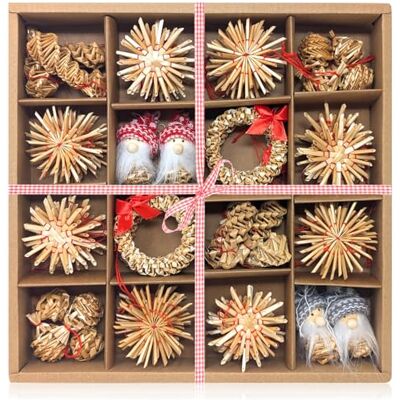 com-four ® 56 pièces Ensemble arbres de Noël, étoiles, cloches sapins et figures traditionnelles d'arbre de Noël petits pendentifs en paille comme décorations tentures naturelles com-four ® 56 pièces Ensemble arbres de Noël, étoiles, cloches sapins et figures traditionnelles d'arbre de Noël petits pendentifs en paille comme décorations tentures naturelles