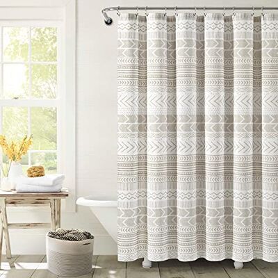 Lush Decor Hygge Geo Rideau de douche Taupe et blanc 183 cm Lush Decor Hygge Geo Rideau de douche Taupe et blanc 183 cm