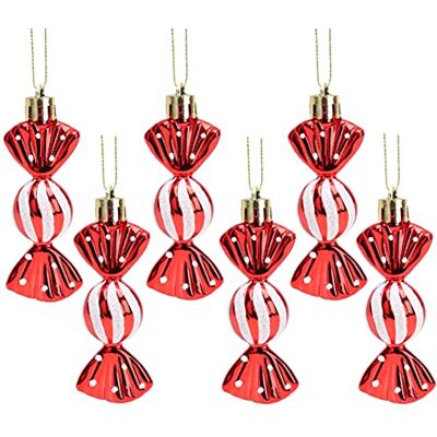 Christmas Concepts ® Lot de 6-8cm Mini boules de Noël en forme de bonbon Brillantes et pailletées Décorations de sapin de Noël (Rouge) Christmas Concepts ® Lot de 6-8cm Mini boules de Noël en forme de bonbon Brillantes et pailletées Décorations de sapin de Noël (Rouge)