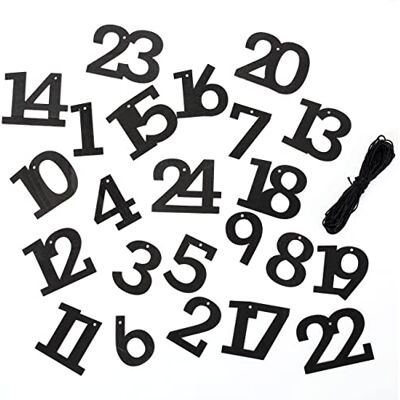 Papierdrachen Lot de 24 chiffres en bois avec cordon en coton Noir Décoration élégante pour votre calendrier de Noël Pour enfants et adultes Lot de 7 Papierdrachen Lot de 24 chiffres en bois avec cordon en coton Noir Décoration élégante pour votre calendrier de Noël Pour enfants et adultes Lot de 7