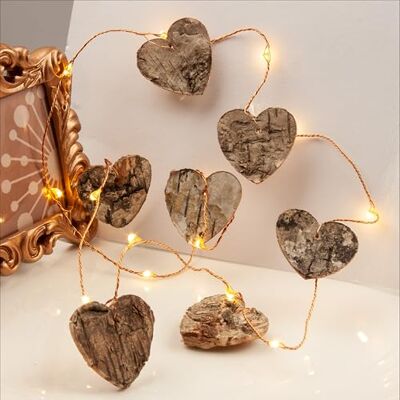 Hellum Guirlande lumineuse intérieure avec cœurs en bois, fil blanc chaud 20 LED, Guirlande lumineuse de 10 cœurs avec 145cm de longueur de lumière avec pile (non incluse), décoration 520453 Hellum Guirlande lumineuse intérieure avec cœurs en bois, fil blanc chaud 20 LED, Guirlande lumineuse de 10 cœurs avec 145cm de longueur de lumière avec pile (non incluse), décoration 520453