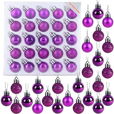 Christmas Concepts Paquet de 25 Brillant, Matt & Glitter Mini Christmas Tree Baubles (Purple) Christmas Concepts Paquet de 25 Brillant, Matt & Glitter Mini Christmas Tree Baubles (Purple)