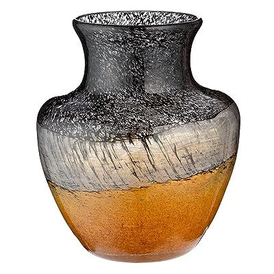 ART Vase décoratif Vase à fleurs en verre teinté dans la masse Décoration automne Cadeau pour femme Noël anniversaire Couleur : marron noir Hauteur 20,5 cm ART Vase décoratif Vase à fleurs en verre teinté dans la masse Décoration automne Cadeau pour femme Noël anniversaire Couleur : marron noir Hauteur 20,5 cm