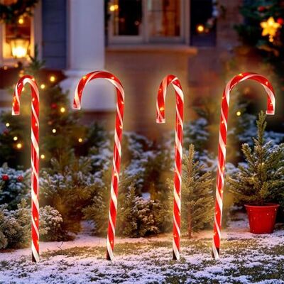 Spetebo Lot de 4 bâtonnets de sucre LED XXL 76 cm Décoration de Noël d'extérieur avec minuterie pour l'extérieur Spetebo Lot de 4 bâtonnets de sucre LED XXL 76 cm Décoration de Noël d'extérieur avec minuterie pour l'extérieur