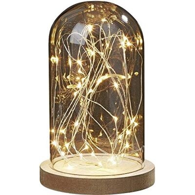 Hellum Cloche en verre avec guirlande lumineuse 30 LED Blanc chaud Cloche en verre avec fond en bois Hauteur : 19,5 cm Diamètre : 12 cm Cloche en verre décorative Fonctionne avec piles Hellum Cloche en verre avec guirlande lumineuse 30 LED Blanc chaud Cloche en verre avec fond en bois Hauteur : 19,5 cm Diamètre : 12 cm Cloche en verre décorative Fonctionne avec piles