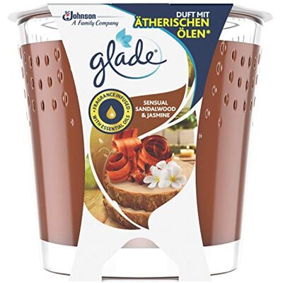 Glade Brise Bougie parfumée, dans un pot en verre, collection « Sandalwood & Jasmine », durée de combustion : jusqu'à 30 heures, 1 paquet, 1 x 129 g Glade Brise Bougie parfumée, dans un pot en verre, collection « Sandalwood & Jasmine », durée de combustion : jusqu'à 30 heures, 1 paquet, 1 x 129 g