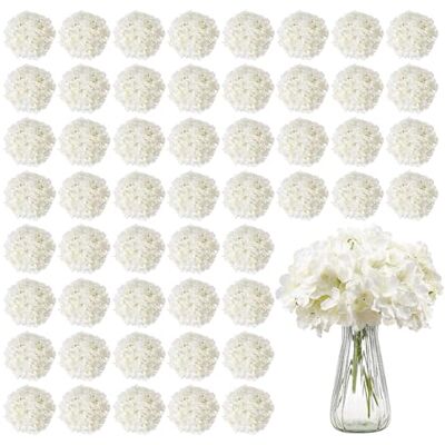 VEVOR Lot de 65 fleurs artificielles d'hortensia en soie blanche avec tiges pour bouquets de mariage, arrangements de centres de table, décorations de table de fête VEVOR Lot de 65 fleurs artificielles d'hortensia en soie blanche avec tiges pour bouquets de mariage, arrangements de centres de table, décorations de table de fête