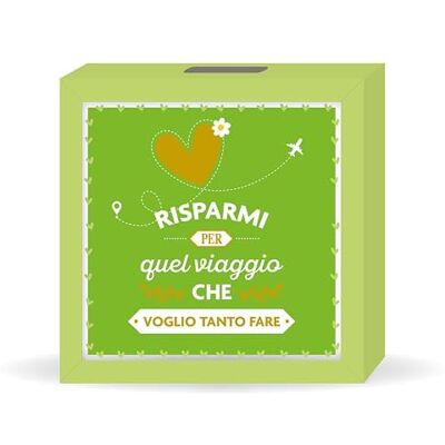 Creative Salvadenaio en bois cadeau anniversaire avec l'inscription ÉCONOMISEZ POUR CE VOYAGE QUE JE VEUX TANT FAIRE Creative Salvadenaio en bois cadeau anniversaire avec l'inscription ÉCONOMISEZ POUR CE VOYAGE QUE JE VEUX TANT FAIRE
