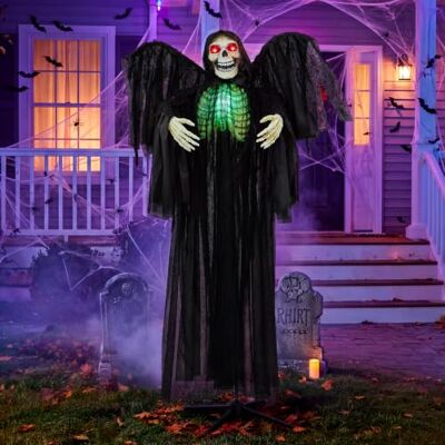 JOYIN Décorations d'Halloween de 160 cm pour extérieur, faucheuse animatronique grandeur nature, accessoires de maison hantée activée par le son avec son effrayant pour jardin, cour, pelouse JOYIN Décorations d'Halloween de 160 cm pour extérieur, faucheuse animatronique grandeur nature, accessoires de maison hantée activée par le son avec son effrayant pour jardin, cour, pelouse