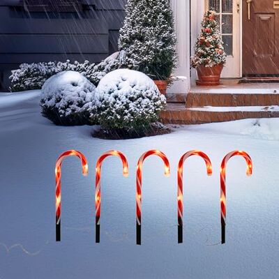 Spetebo Lot de 5 bougies lumineuses LED en forme de sucre d'orge 39 cm Avec minuterie Blanc chaud Fonctionne avec piles Décoration d'hiver Fonctionne avec piles Spetebo Lot de 5 bougies lumineuses LED en forme de sucre d'orge 39 cm Avec minuterie Blanc chaud Fonctionne avec piles Décoration d'hiver Fonctionne avec piles