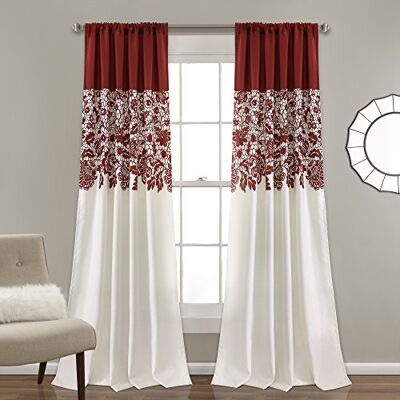 Lush Decor LUSH DÉCOR Lot de 2 rideaux rouges imprimés Estate Garden et filtrant la lumière pour salon, salle à manger, chambre à coucher, 241,3 x 132,1 cm Lush Decor LUSH DÉCOR Lot de 2 rideaux rouges imprimés Estate Garden et filtrant la lumière pour salon, salle à manger, chambre à coucher, 241,3 x 132,1 cm