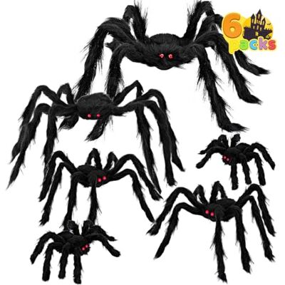 JOYIN Lot de 6 araignées poilues réalistes pour Halloween Accessoires d'araignées effrayantes avec différentes tailles pour les décorations intérieures et extérieures (88,9 cm, 76,2 cm, 61 cm, 44,5 cm, 30,5 cm, 30,5 cm) JOYIN Lot de 6 araignées poilues réalistes pour Halloween Accessoires d'araignées effrayantes avec différentes tailles pour les décorations intérieures et extérieures (88,9 cm, 76,2 cm, 61 cm, 44,5 cm, 30,5 cm, 30,5 cm)