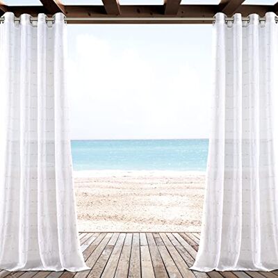 Lush Decor Rideau de fenêtre texturé à œillets de style rustique pour intérieur/extérieur – 213,4 x 127 cm (l x L), blanc décoloré Lush Decor Rideau de fenêtre texturé à œillets de style rustique pour intérieur/extérieur – 213,4 x 127 cm (l x L), blanc décoloré
