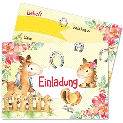 Papierdrachen Lot de 12 cartes d'invitation pour anniversaire d'enfant Motif chevaux Invitations d'anniversaire pour votre fête d'anniversaire (format A6 avec coins arrondis). Papierdrachen Lot de 12 cartes d'invitation pour anniversaire d'enfant Motif chevaux Invitations d'anniversaire pour votre fête d'anniversaire (format A6 avec coins arrondis).