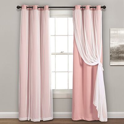Lush Decor Lush Décor Panneaux transparents à œillets avec doublure occultante isolante, rose, 96,5 x 213,4 cm Lush Decor Lush Décor Panneaux transparents à œillets avec doublure occultante isolante, rose, 96,5 x 213,4 cm