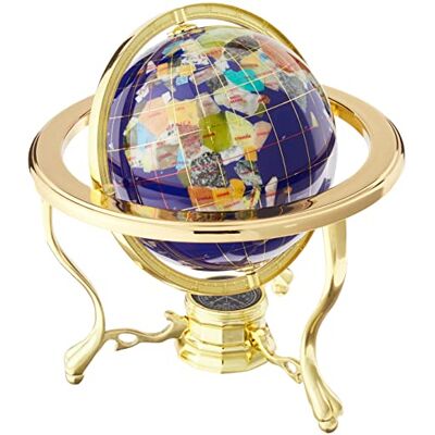 Unique Art Globe de table en lapis bleu océan avec trépied doré 25,4 x 15,2 cm Unique Art Globe de table en lapis bleu océan avec trépied doré 25,4 x 15,2 cm