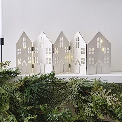 Ginger Ray Maisons lumineuses en bois pour décoration de Noël Ginger Ray Maisons lumineuses en bois pour décoration de Noël