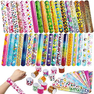 JOYIN Lot de 144 bracelets Slap avec animaux, motif cœur, sacs de fête pour enfants, cadeaux d'échange de prix JOYIN Lot de 144 bracelets Slap avec animaux, motif cœur, sacs de fête pour enfants, cadeaux d'échange de prix